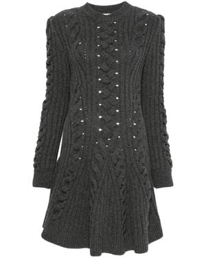 McQueen Robe En Maille Torsadée À Détails Ajourés - Grey
