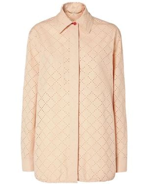 Fendi Broderie-Anglaise Long-Sleeve Shirt - Natural