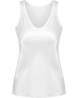 ELEH Satin-Finish V-Neck Top - White
