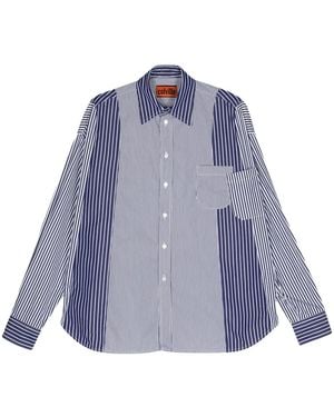 Colville Frankenstein Striped Cotton Shirt - Blue
