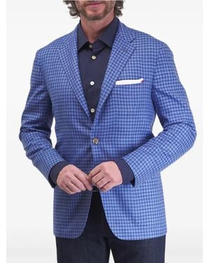 Kiton Check-print blazer - Azul
