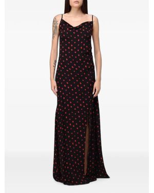 Mar De Margaritas Robe Fleurie Kelly À Col Bénitier - Black