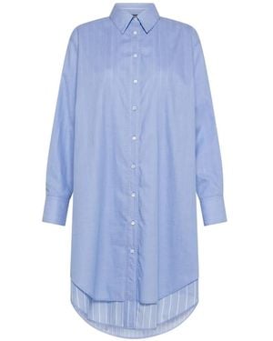 Seventy Pinstripe Layered Dress - Blue