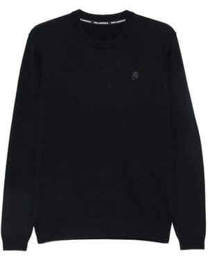 KARL LAGERFELD Logo-Patch Crew-Neck Jumper - Black