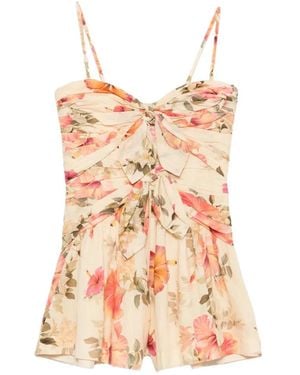 Zimmermann Mahon Cotton Playsuit - Rosa