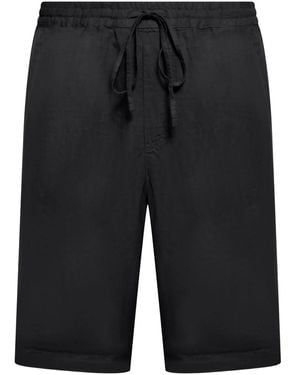 120% Lino Linen Bermuda Shorts - Black