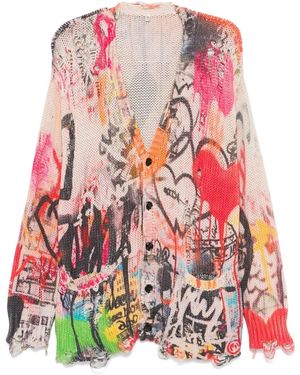 R13 Cardigan À Effet Taches De Peinture - Rouge