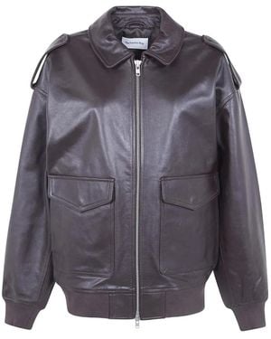 Frankie Shop Viper Leather Jacket - Blue