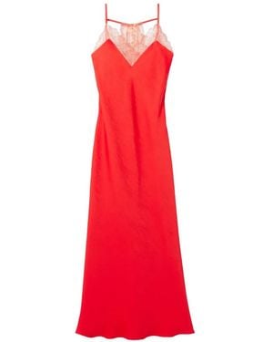 Claudie Pierlot Robe En Dentelle À Col V - Rouge
