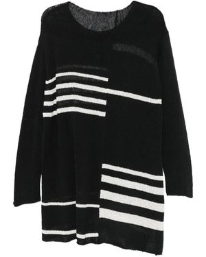 Yohji Yamamoto Intarsien-Pullover Im Distressed-Look - Schwarz