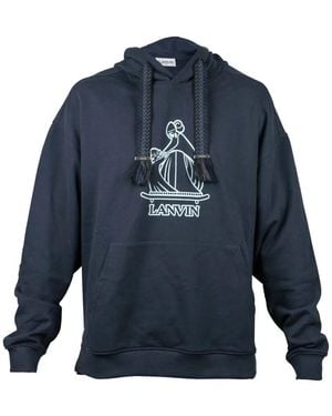 Lanvin Curb Logo-Print Hoodie - Blue