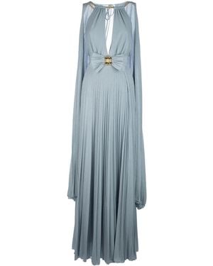 Elisabetta Franchi ケープ ルレックス イブニングドレス - ブルー