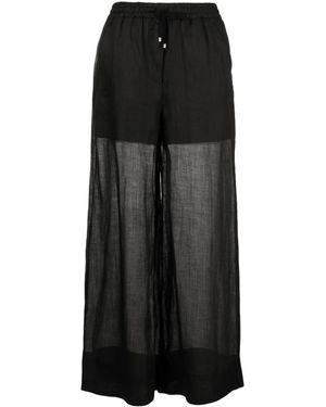 Lorena Antoniazzi Pantaloni A Palazzo Semi Trasparente - Nero