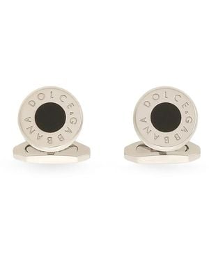Dolce & Gabbana Logo-Engraved Cufflinks - Metallic