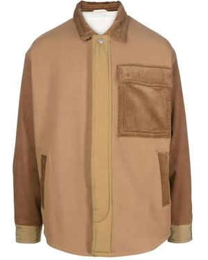 Emporio Armani Corduroy-Panelled Cotton Jacket - Brown