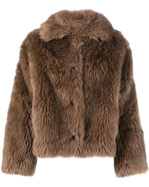 Yves Salomon Long-Haired Button-Down Jacket - Brown
