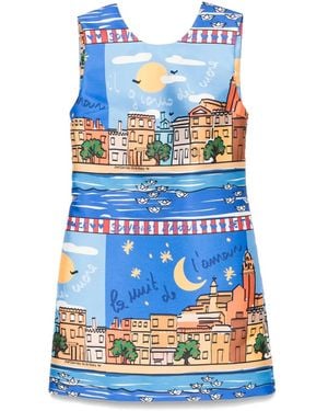ALESSANDRO ENRIQUEZ Minikleid Mit Print - Blau