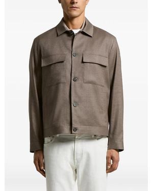 Peserico Flap-Pocket Jacket - Brown