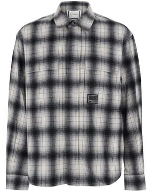 WOOYOUNGMI Logo-Patch Check-Pattern Shirt - Black
