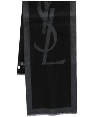 Saint Laurent Sjaal Met Logo-Jacquard - Zwart