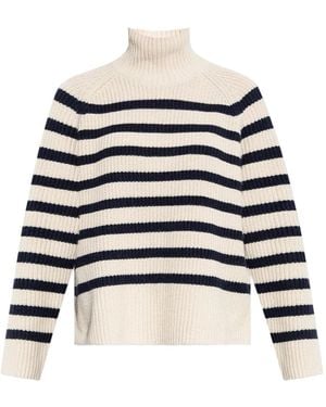 Munthe Gestreifter Rollkragenpullover - Weiß