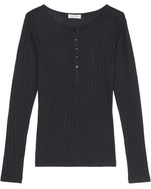 Marc O' Polo Ribbed Henley Top - Blue