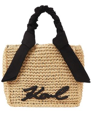 KARL LAGERFELD Signature Scarf Beach Bag - Metallic
