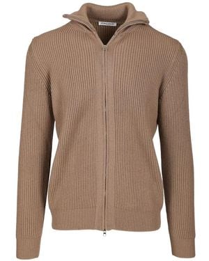 Al Duca d'Aosta Ribbed-Knit Zip-Up Jumper - Brown