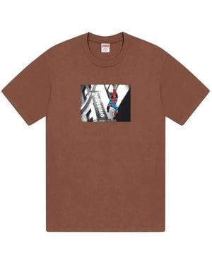 Supreme Spider- Graphic-Print T-Shirt - Brown