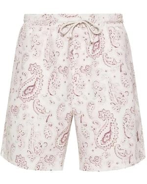 Brunello Cucinelli Paisley-Patterned Drawstring Swim Shorts - White