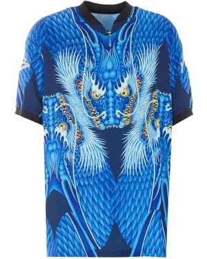 Y-3 Satijnen Jersey Met Print - Blauw