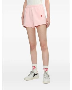 A Bathing Ape Apee Heart Embroidered Shorts - Pink