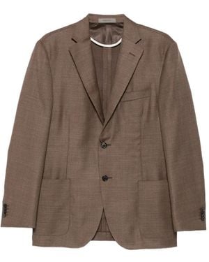 Corneliani Blazer À Revers Crantés - Brown