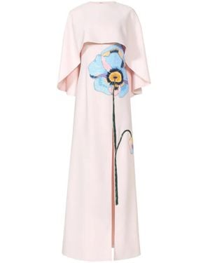 Costarellos Jessine Floral-Appliqué Strapless Gown - Pink