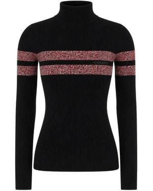Iceberg Striped Ribbed-Knit Sweater - Black