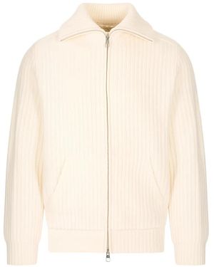 Montecore Ribbed-Knit Zip-Up Cardigan - Natural