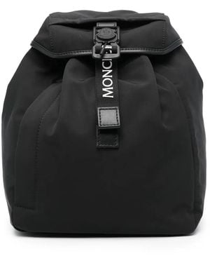 Moncler Rucksack Mit Logo-Schild - Schwarz