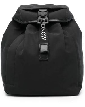 Moncler Rucksack Mit Logo-Schild - Schwarz