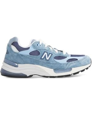 New Balance 992 Suede Paneled Sneakers - Blue