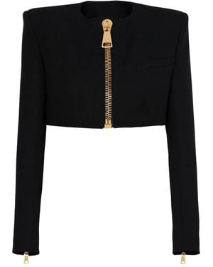 Balmain Jack Met Gewatteerde Schouders En Rits - Zwart