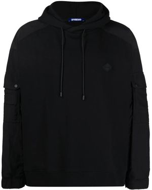Spoonyard Logo-Patch Panelled Hoodie - Black