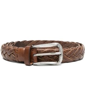 Brunello Cucinelli Woven Leather Belt - Brown
