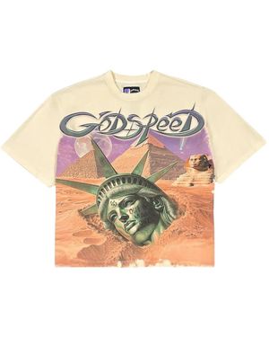 Godspeed Statue-Of-Liberty Pyramids T-Shirt - White