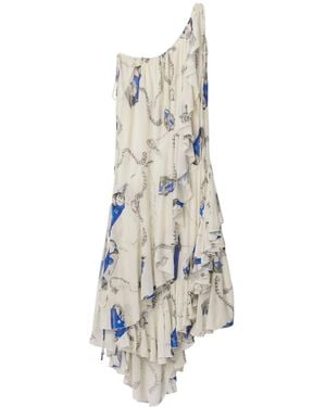 Burberry Chain-Print Asymmetric Dress - White