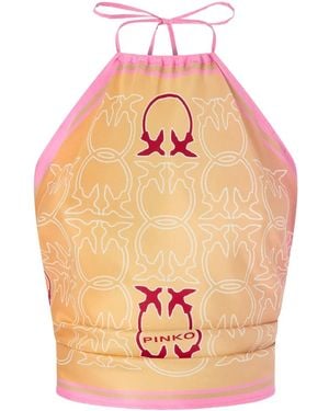 Pinko Logo-Print Tie Beach Cover-Up - Pink