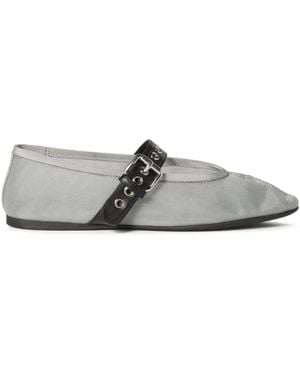 Miu Miu Logo-Embroidered Ballerinas - Gray