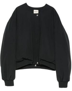 KHAITE Ribbed-Trim Collarless Jacket - Black