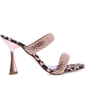 Albano Sandales À Imprimé Léopard Et Ornements De Strass - Pink