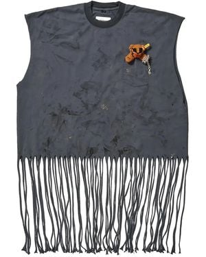 Doublet No Sleeve Fringed T-Shirt - Blue