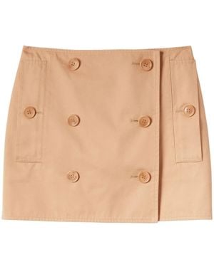 Burberry Cotton Gabardine Mini Trench Skirt - Natural